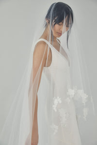 R310V - Butterfly Cathedral length veil with flowers