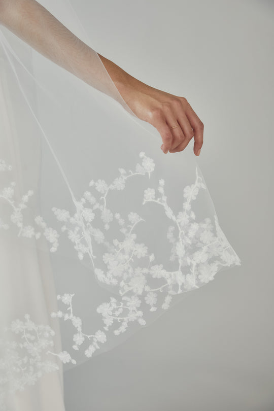 Sakura Blossoms Butterfly Veil, $695, accessory from Collection Accessories by Nouvelle Amsale, Fabric: tulle