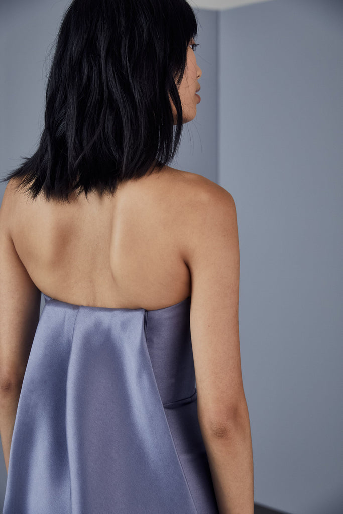 Product P371M - Mikado strapless gown - French-Blue Image