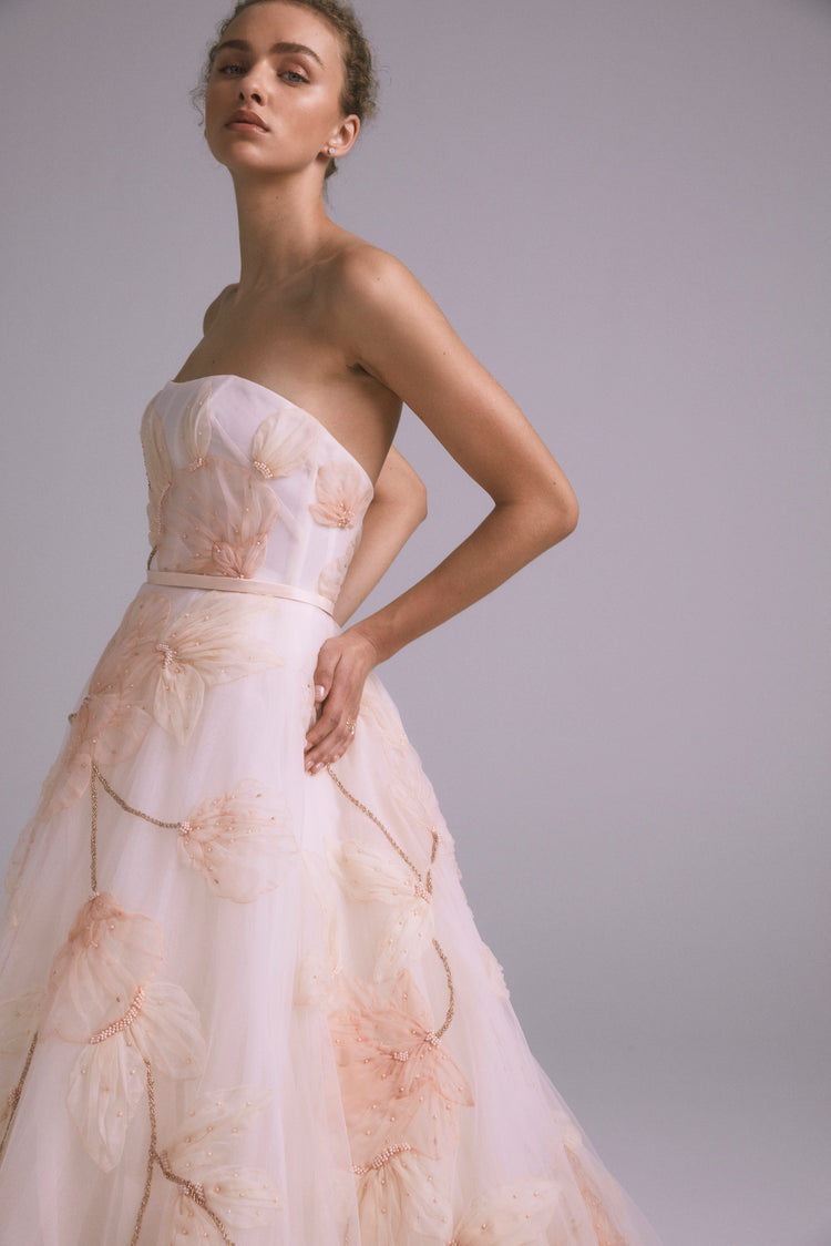 amsale pink dress Forest Amsale