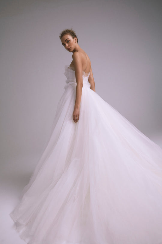 Koa, $5,995, dress from Collection Bridal by Amsale, Fabric: faille