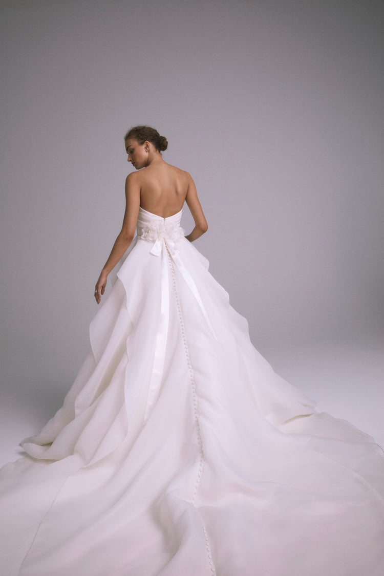 lotus silk wedding dress Boat wedding dress Lotus with slit