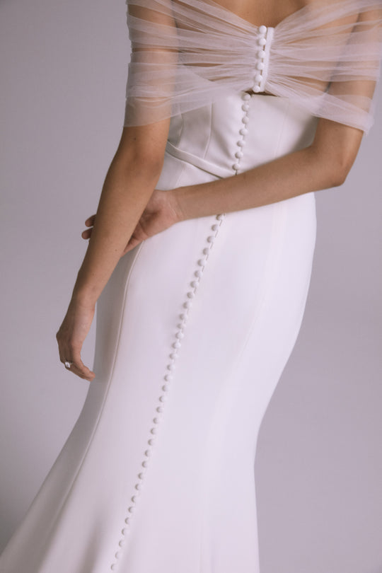 AS830 - Ruched tulle wrap - Ivory, $450, dress by color from Collection Accessories by Amsale