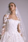 AVA817 - Embellished Floral Veil, accessory from Collection Accessories by Amsale