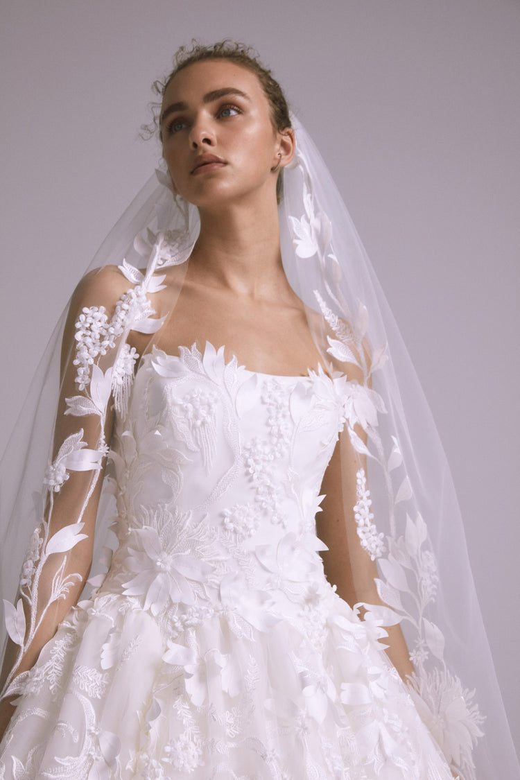 AVA817 - Embellished Floral Veil, accessory from Collection Accessories by Amsale
