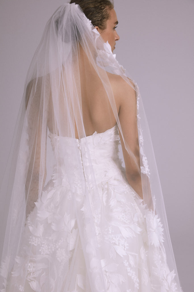 Product AVA817 - Embellished Floral Veil - Ivory Image