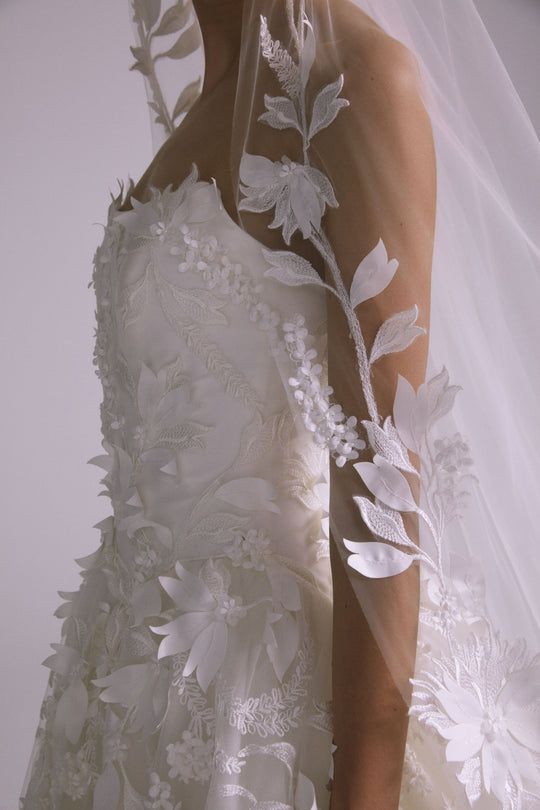 Embellished Floral Veil, $880, accessory from Collection Accessories by Amsale