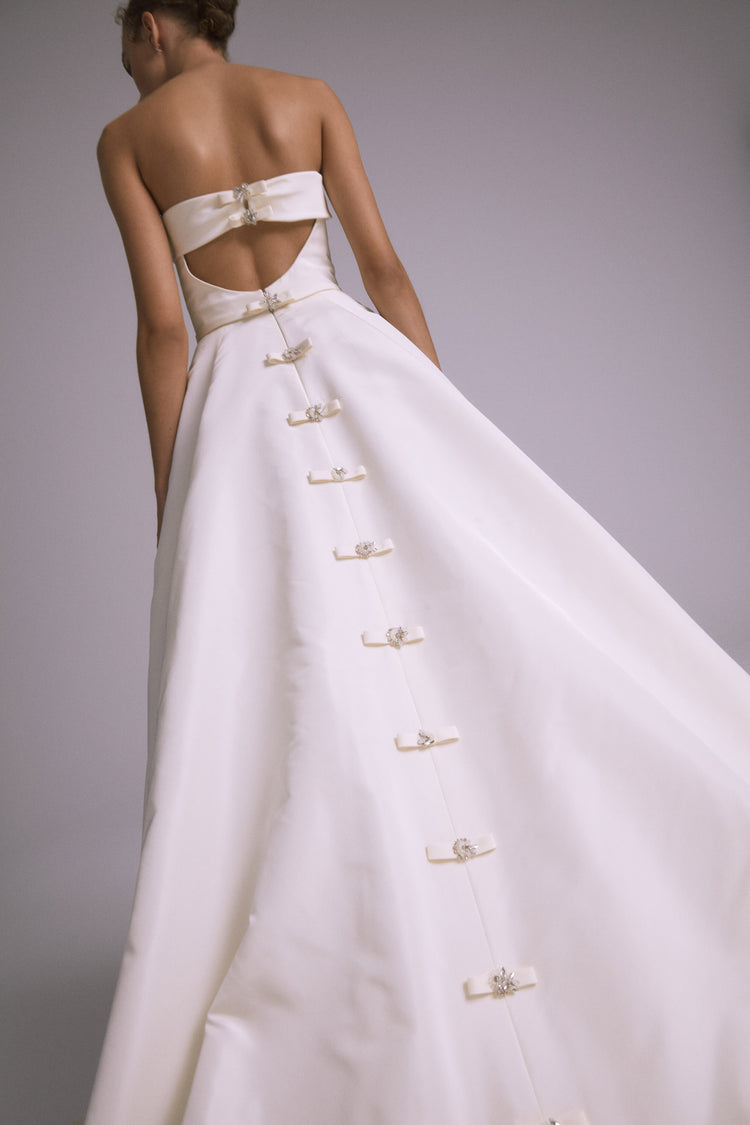 amsale strapless silk faille bow dress Amsale, Strapless Silk Faille Bow Dress Used Wedding Dress Save 22%
