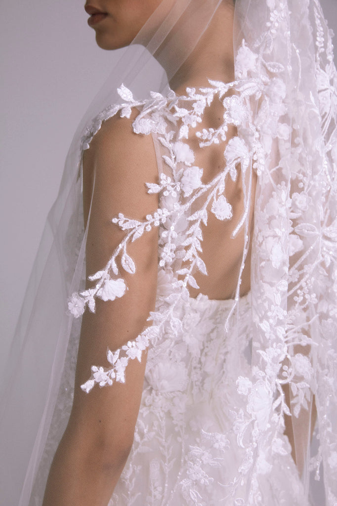 Product AVA814 - Floral Embroidery - Ivory Image