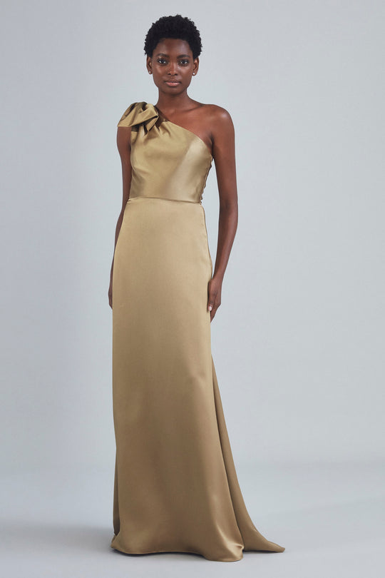 P395S - One-Shoulder Bow Gown