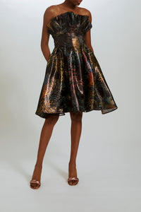 P512 - Coral Lurex Ruffle Dress