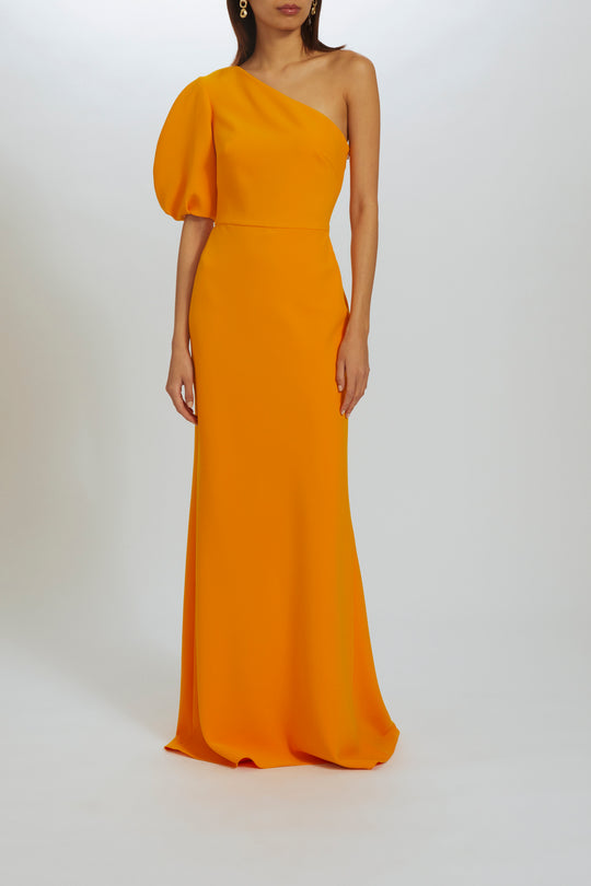 P522 - One-Shoulder Crepe Gown