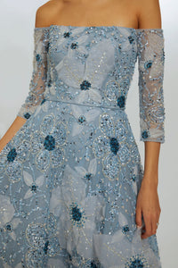 P545 - Hand-beaded Floral Dress
