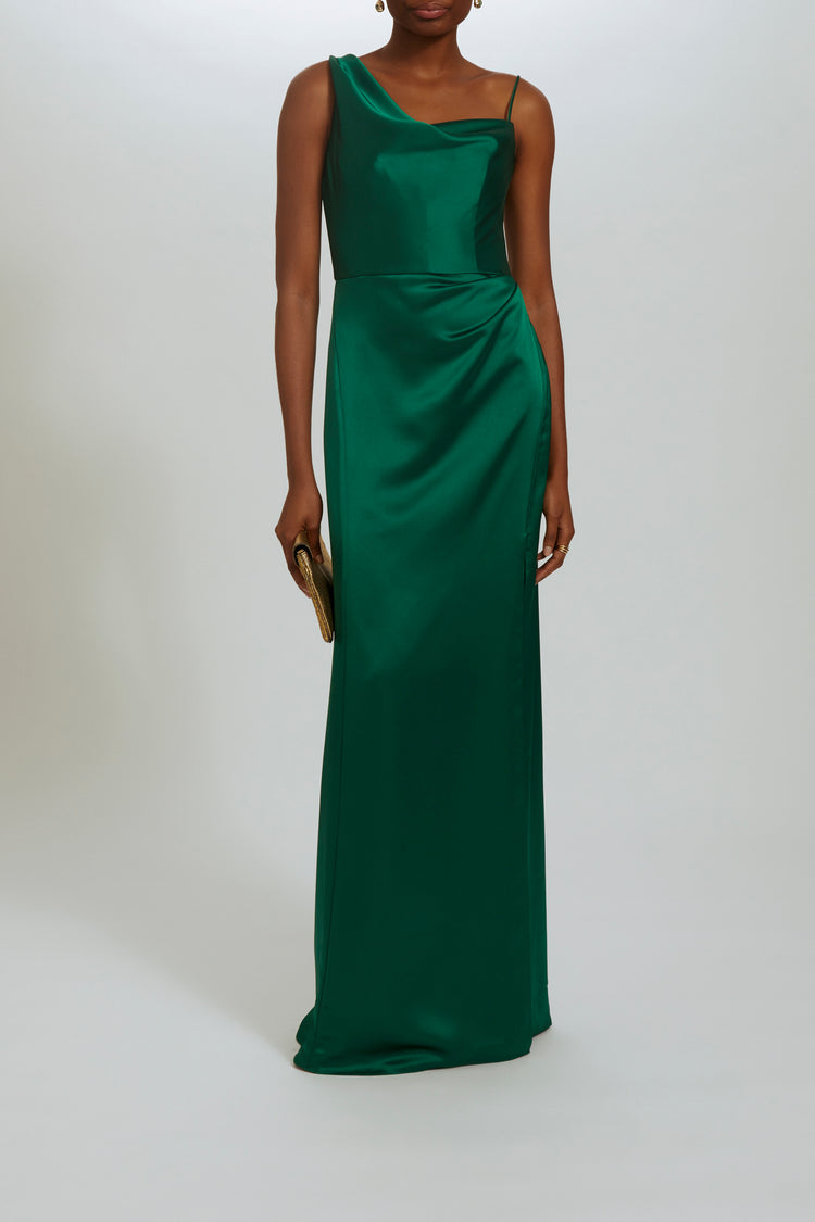 P552S - Asymmetric Spaghetti Strap Gown, dress from Collection Evening by Amsale, Fabric: fluid-satin