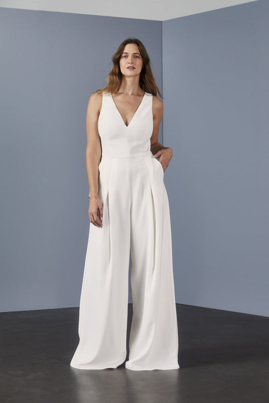 LW136 - Sheer back Jumpsuit - Ivory, $495, dress by color from Collection Little White Dress by Amsale