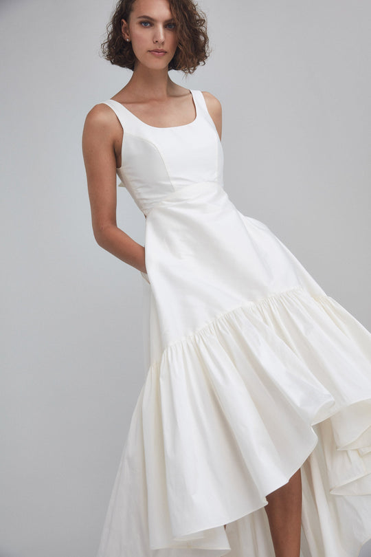 LW188 - Taffeta High-Low Hem Dress - Ivory, $795, dress by color from Collection Little White Dress by Amsale