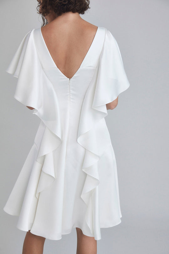 LW192 - Flutter Sleeve Ruffle Dress - Ivory, $495, dress by color from Collection Little White Dress by Amsale