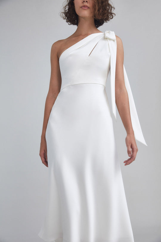 LW193 - One-shoulder Bias Cut Dress - Ivory, $495, dress by color from Collection Little White Dress by Amsale