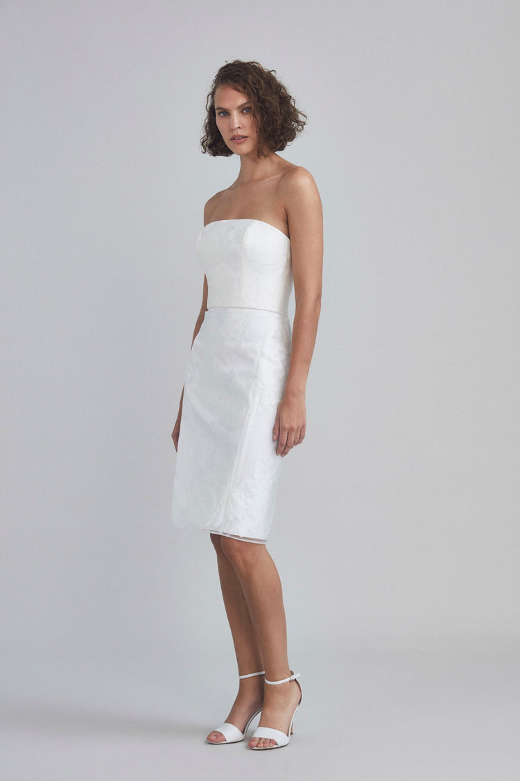 LW199 - Strapless Rose fil-coupe Dress - Ivory, dress by color from Collection Little White Dress by Amsale