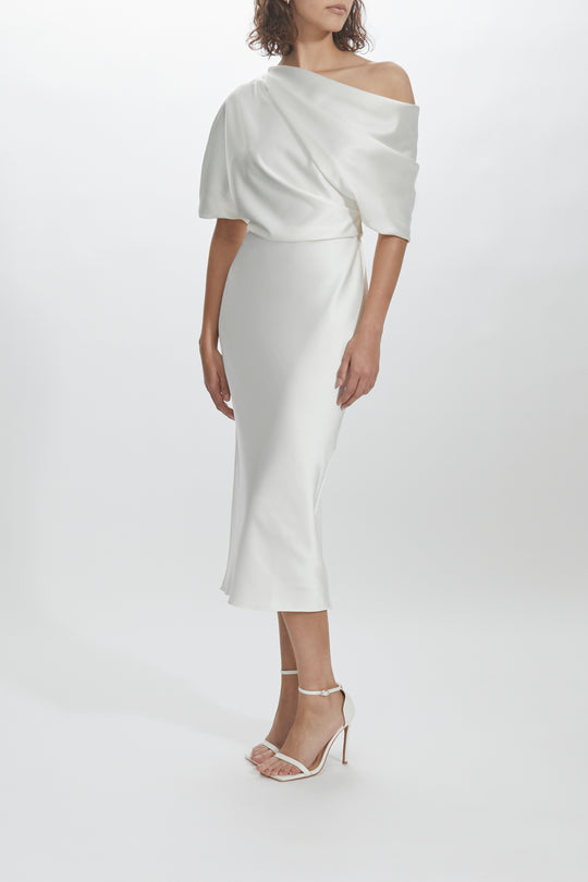 LW204 - Slim Skirt Draped Bodice Dress