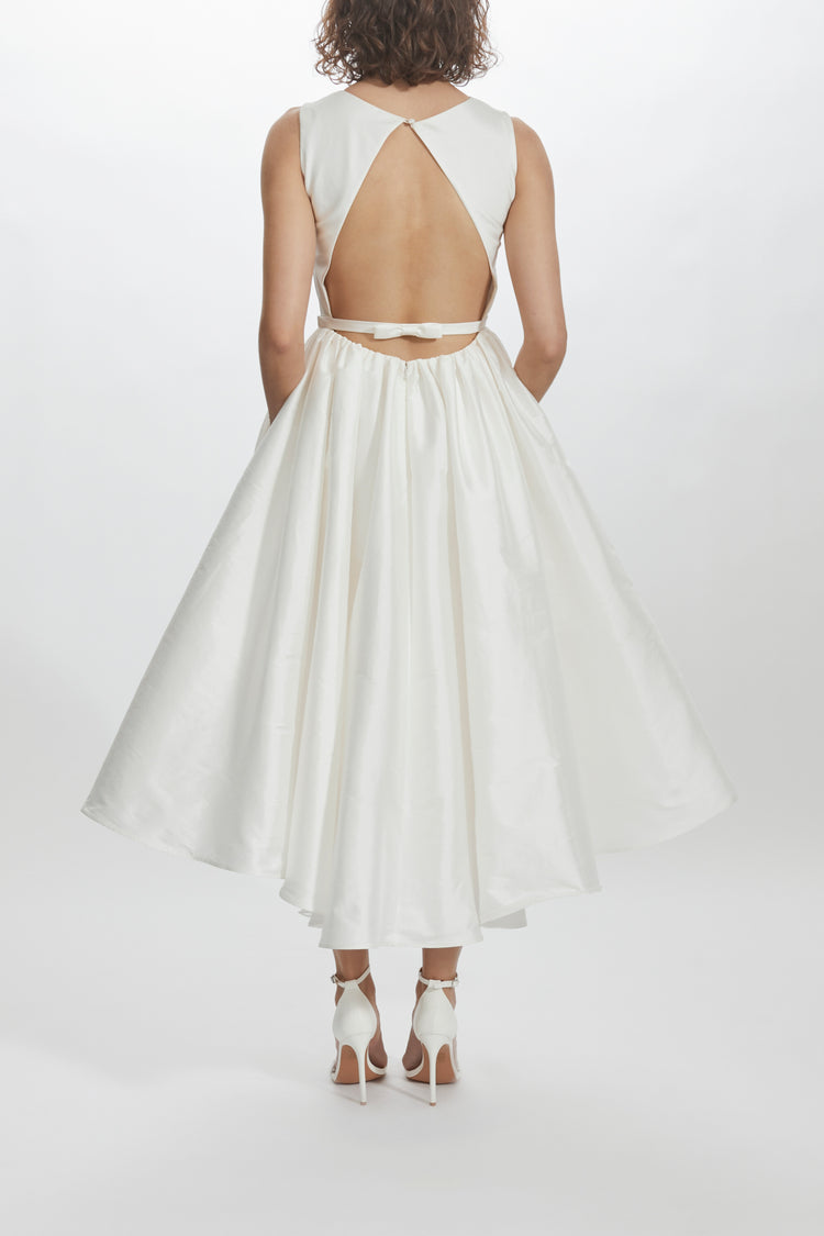 LW212 - Taffeta Boat Neck Dress, dress from Collection Little White Dress by Amsale, Fabric: taffeta