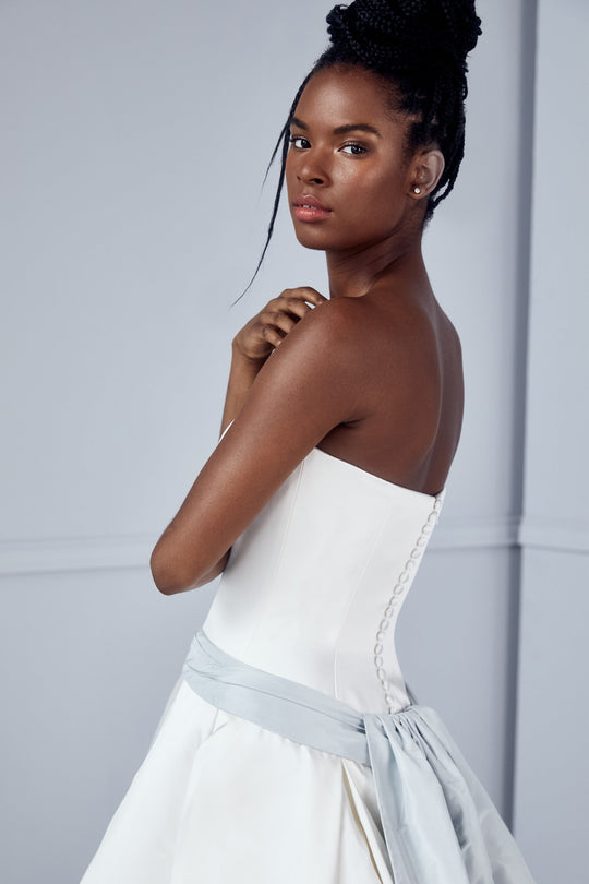 Blue Sash - Amsale Archive - Ivory, $6,995, dress by color from Collection Bridal by Amsale