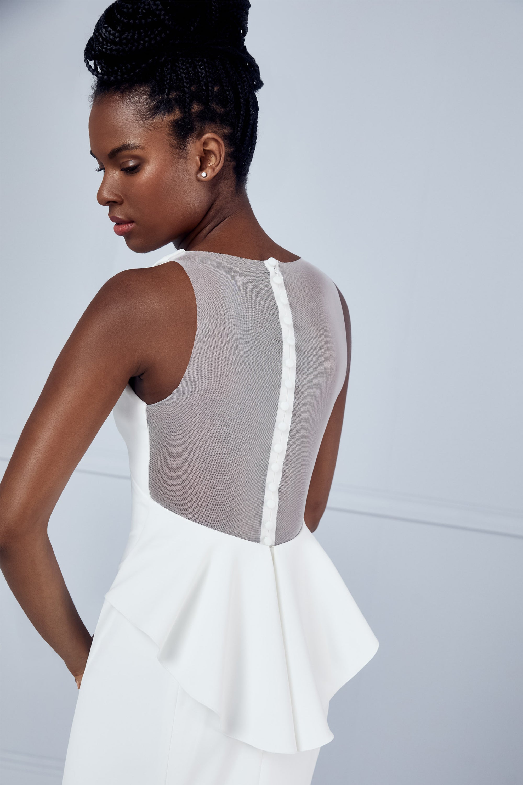 One Shoulder Twist Front Peplum Midi Dress | Peplum midi dress, White midi  dress, Midi dress