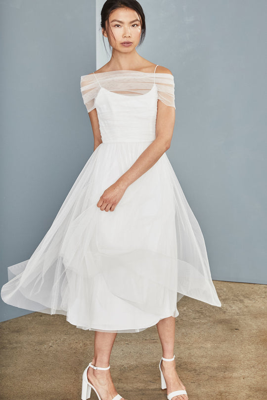 LW144 - Tulle Midi Dress - Ivory, $385, dress by color from Collection Little White Dress by Amsale