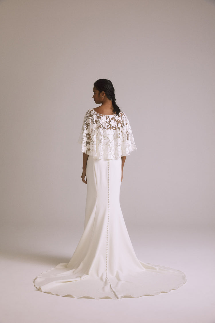 R421CP - Floral embroidered cape - Ivory, dress by color from Collection Accessories by Nouvelle Amsale