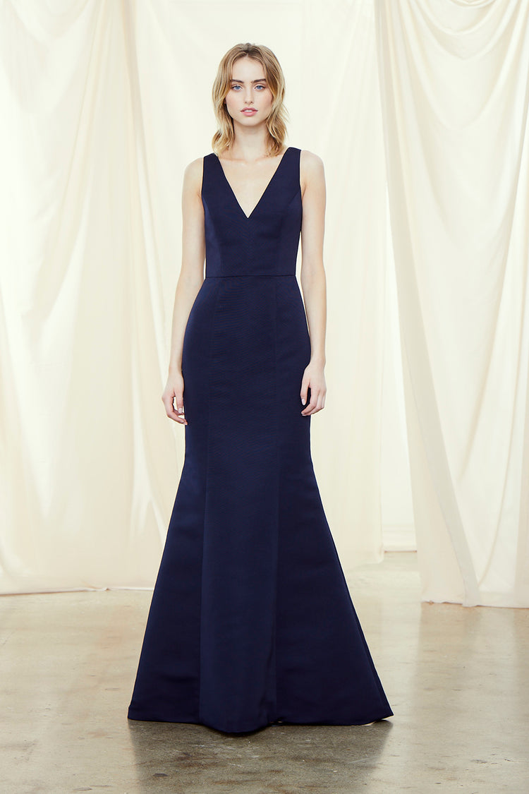 amsale navy bridesmaid dress Amsale bridesmaid dress, navy blue, floor length, true to a size 6