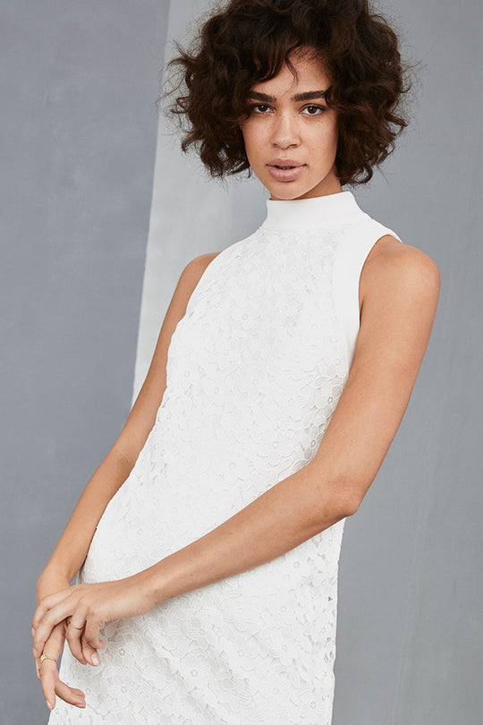 LW133 - High Neck Shift - Silk-White, $385, dress by color from Collection Little White Dress by Amsale